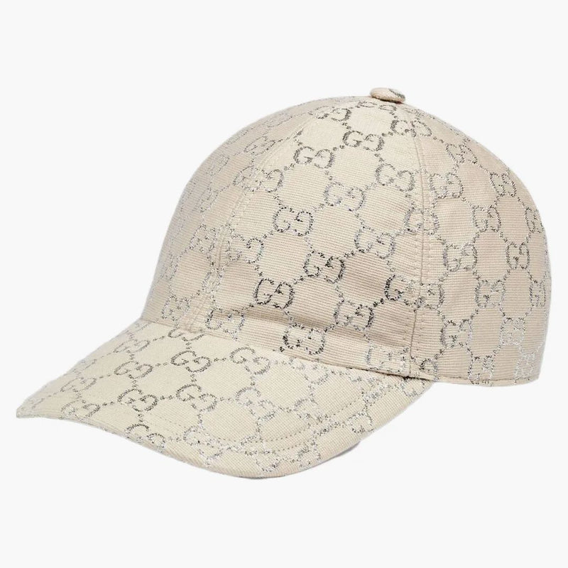 Gucci Gg Lame Baseball Hat White/silver