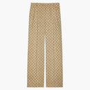 Gucci GG Linen Cotton Jacquard Trousers Beige