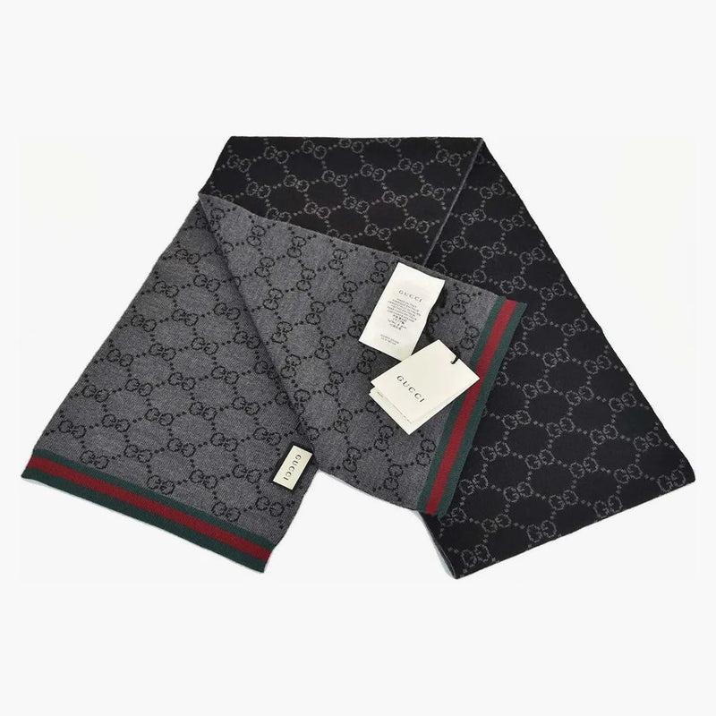 Gucci gg logo sciarf nero/grigio