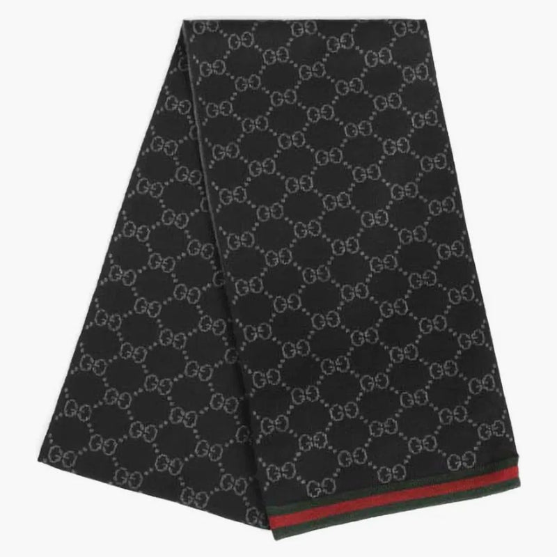 Gucci gg logo sciarf nero/grigio