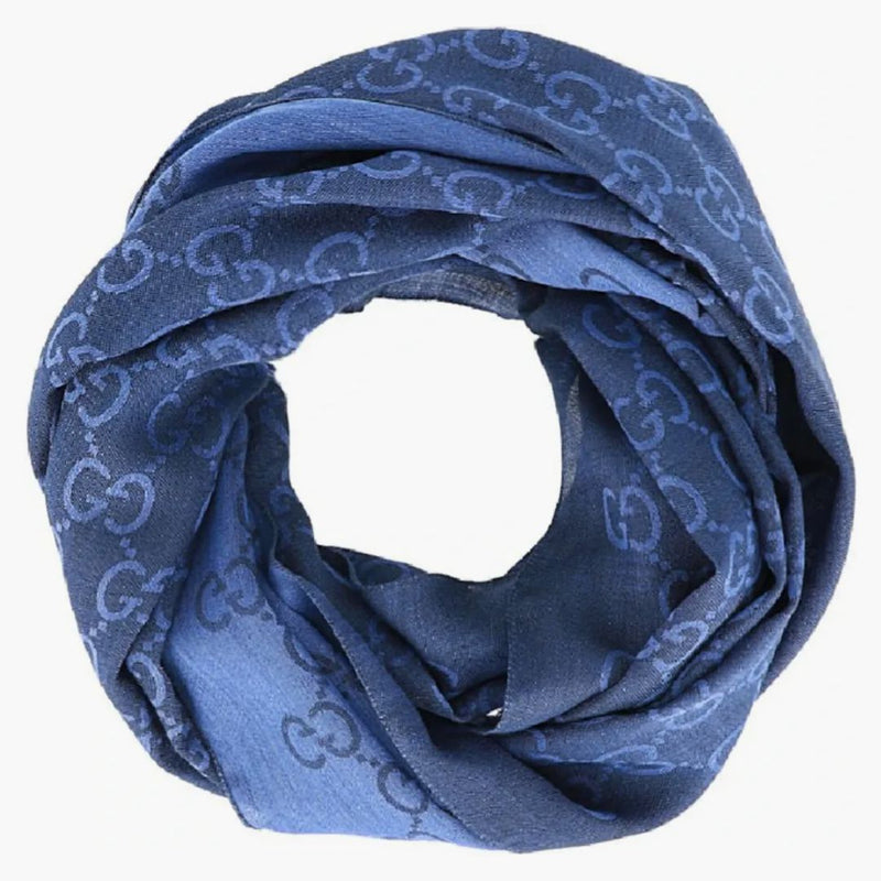 Gucci Gg Logo Scarf Sapphire Sky Blue