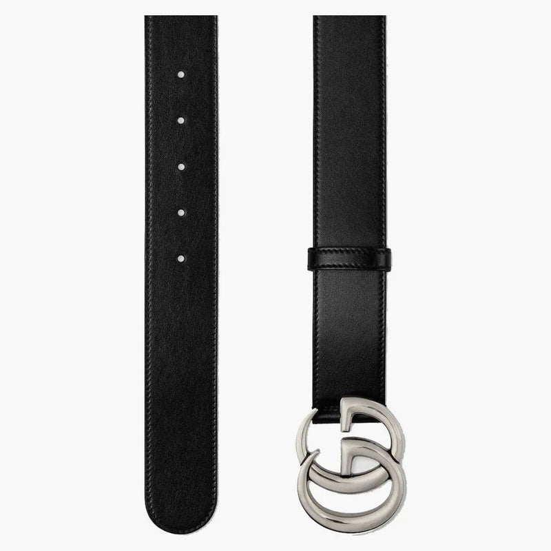 Gucci GG Marmont Belt Palladium-Toned Buckle 1.5 Width Black