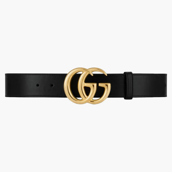 Gucci GG Cinturón Marmont Hebilla brillante 1.5 Ancho Negro