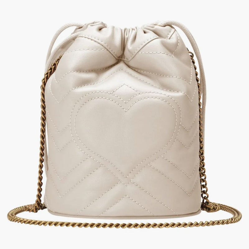 Gucci Gg Marmont Bucket Bag Mini Matelasse White
