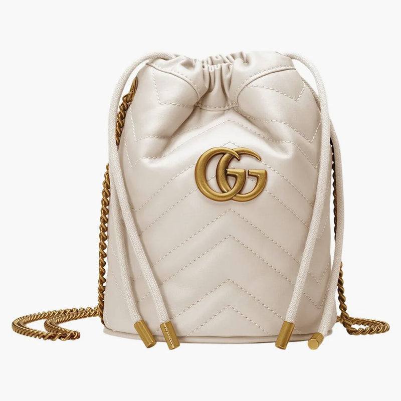 Gucci Gg Marmont Bucket Bag Mini Matelasse White