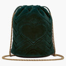 Gucci Gg Marmont Bucket Bag Velvet Mini Dark Green
