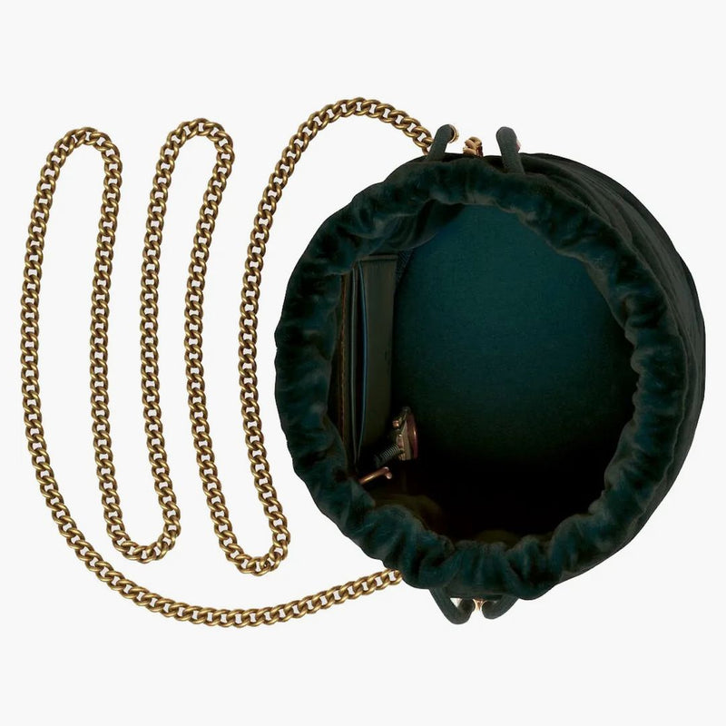 Gucci GG Marmont Bucket Bag Velvet Mini Dark Green