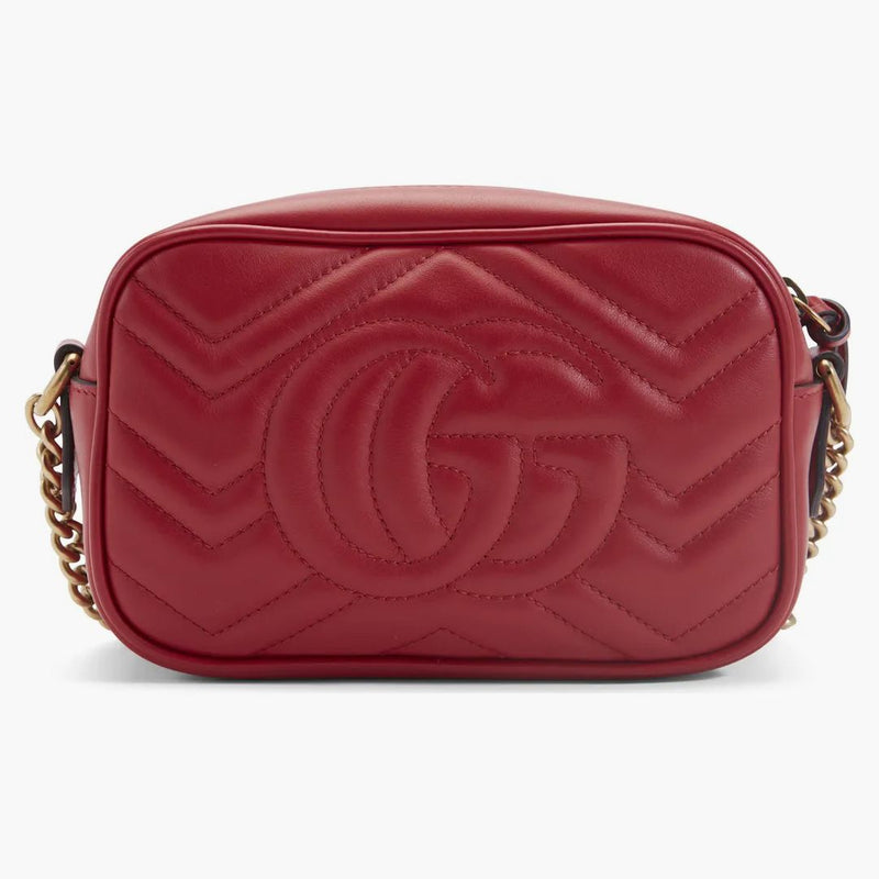 Gucci Gg Marmont Camera Bag Matelasse Mini Hibiscus Red