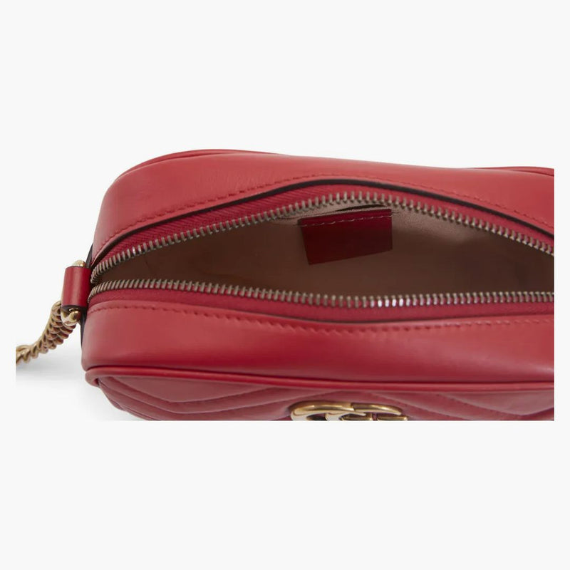 Gucci Gg Marmont Camera Bag Matelasse Mini Hibiscus Red