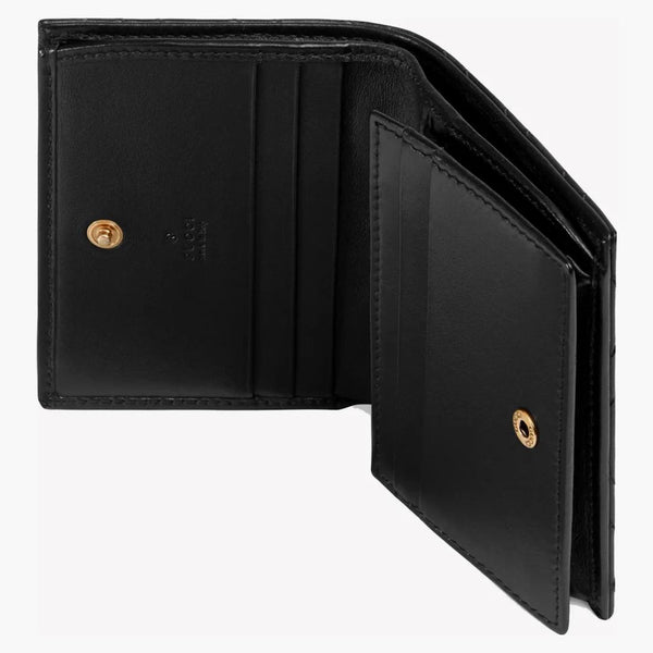 Gucci Gg Marmont Card Case Wallet Matelasse Black