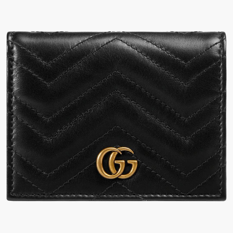 Gucci Gg Marmont Card Case Wallet Matelasse Black