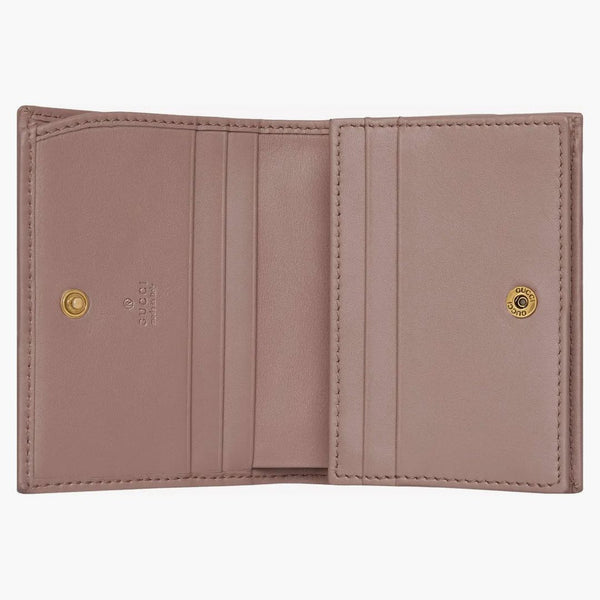 Gucci Marmont Gg Card Case Wallet Matelasse Dusty Pink