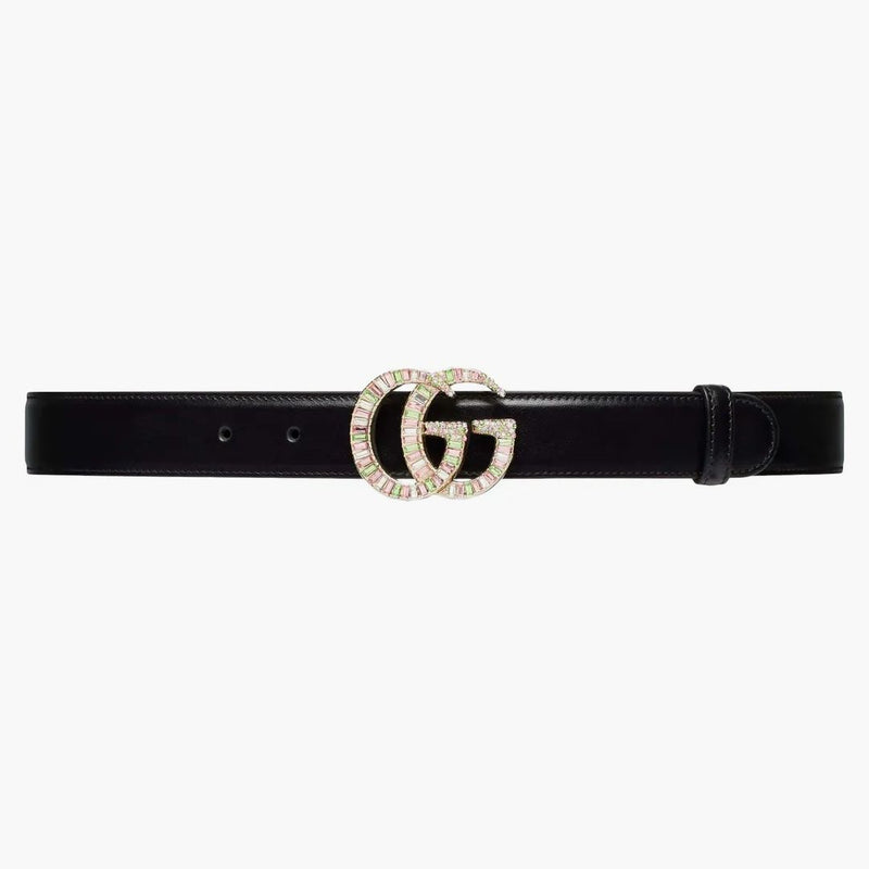Gucci GG Marmont Crystal Buckle Belt Black