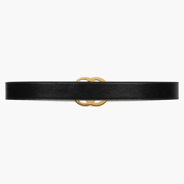 Cinturón de cuero Marmont Gucci GG con hebilla brillante 1 ancho negro