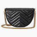 Gucci gg marmont matelasse cadena mini bolsa negra