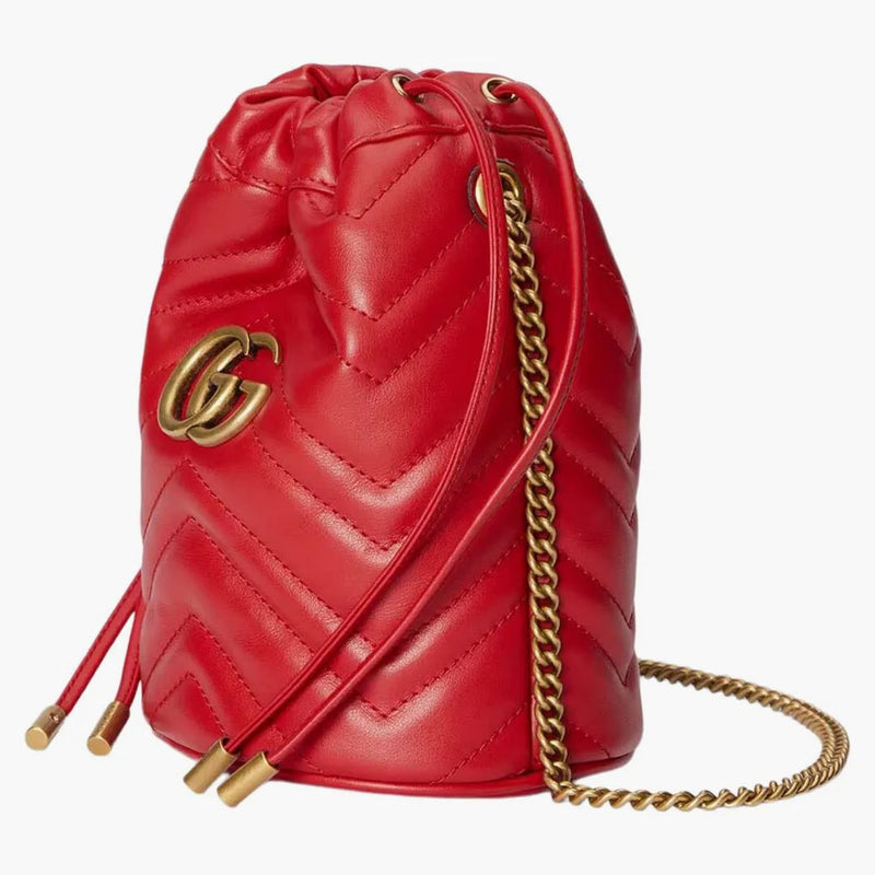 Gucci Gg Marmont Matelasse Mini Bucket Bag Red