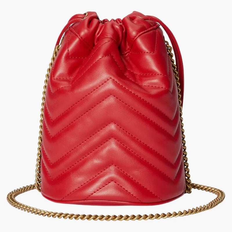 Gucci Gg Marmont Matelasse Mini Bucket Bag Red