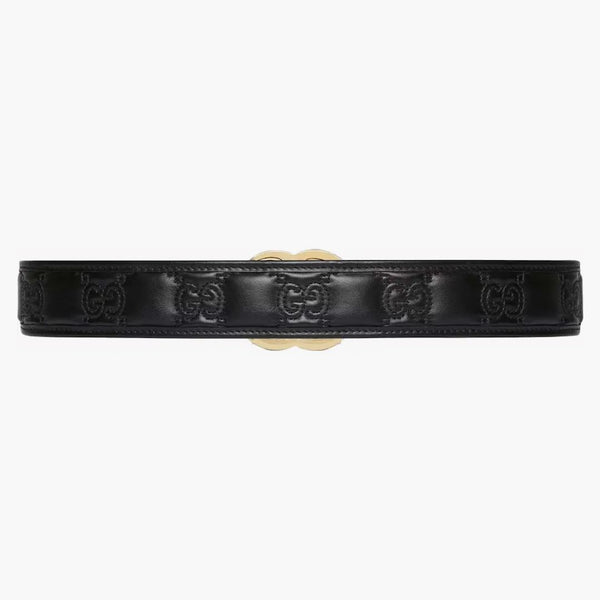 Gucci GG Marmont Matelasse Cinturón ancho Negro