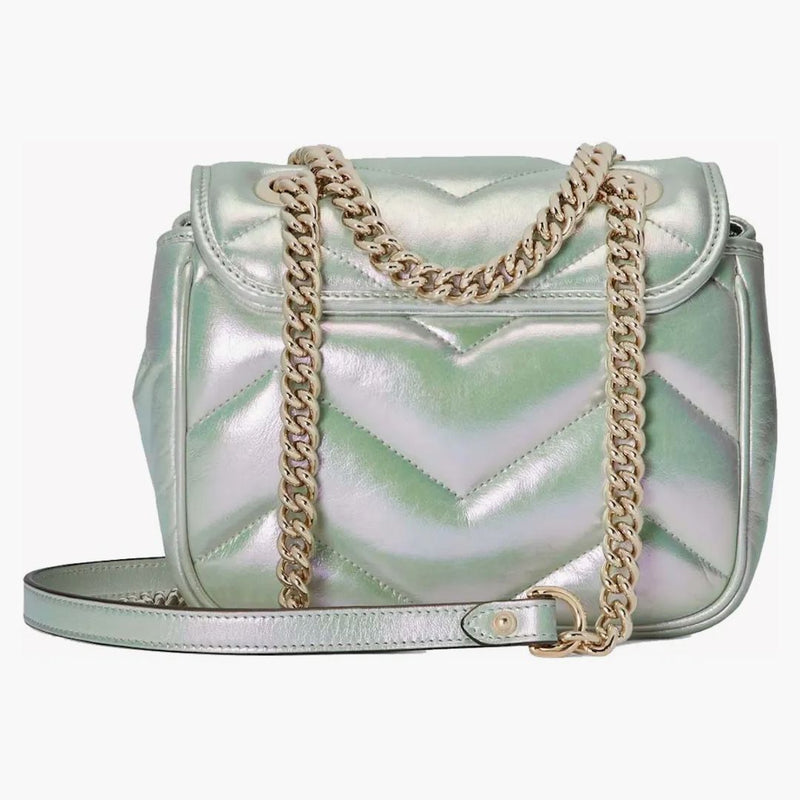 Gucci Gg Marmont Mini Shoulder Bag Green Iridescent