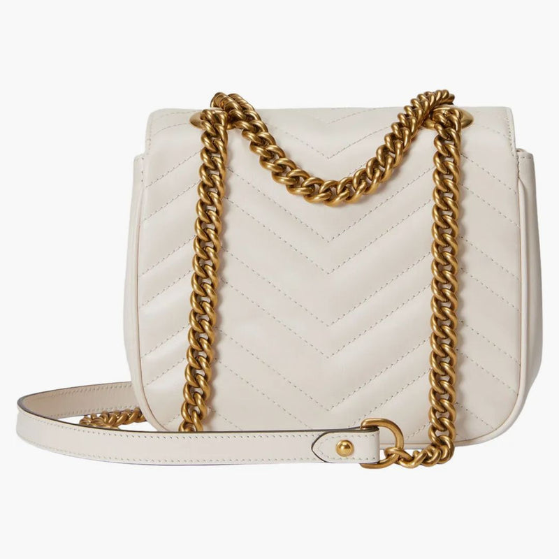 Gucci GG Marmont Mini ramenní taška Matelasse Chevron White