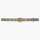 Gucci Gg Marmont Reversible Thin Belt Beige/green