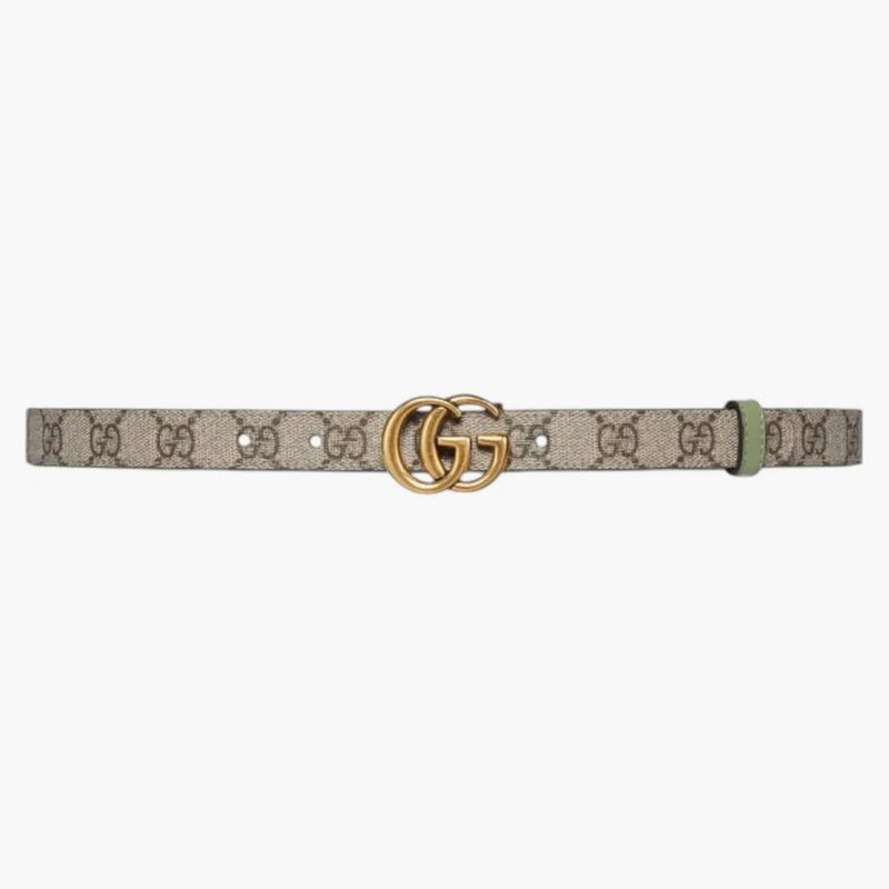 Gg gg marmont reversibile sottile cintura beige/verde