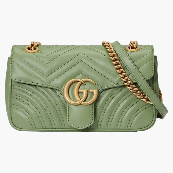 Gucci GG Marmont Small Shoulder Bag Matelasse Chevron Sage Green