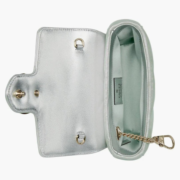 Gucci GG Marmont Super Mini Bag ljusgrön iriserande