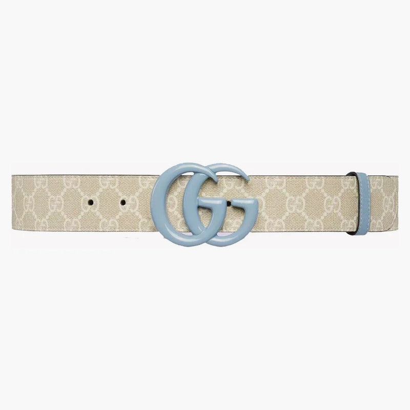 Gucci GG Marmont Wide Belt Light Blue/Beige