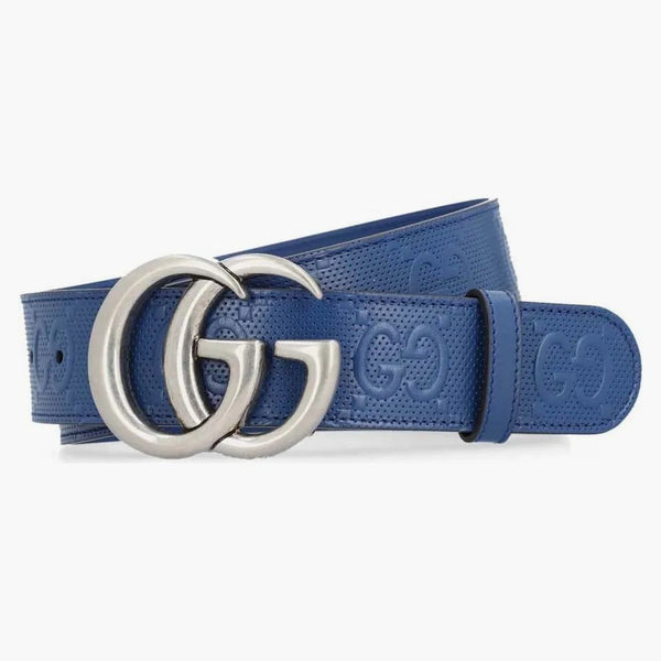 Gucci GG Marmont Bread Belt Navy/Plata