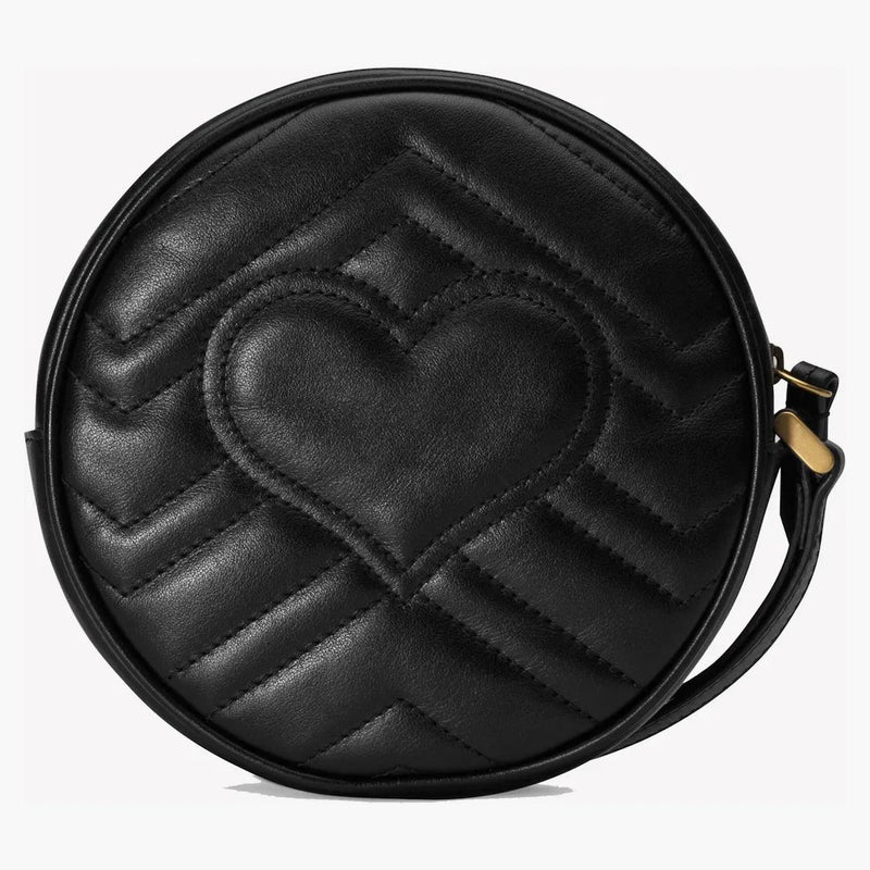 Gucci Gg Marmont Wrist Wallet Round Matelasse Black