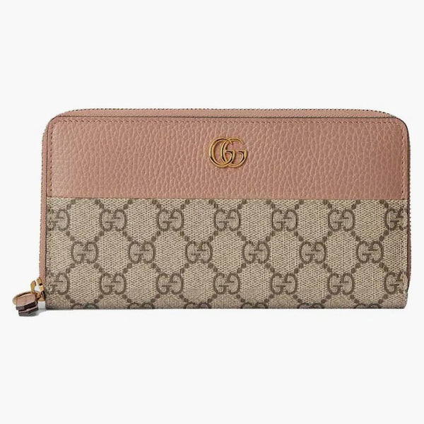Gucci Gg Marmont Zip Around Wallet Beige/dusty Pink