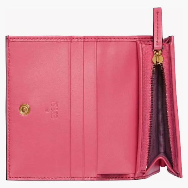 Gucci Gg Matelasse Card Case Wallet Pink