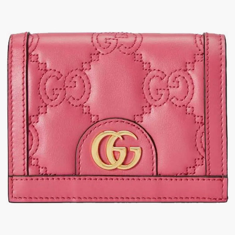 Gucci GG Matelasse Card Case Wallet Pink