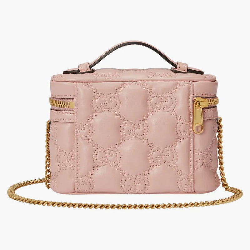 Gucci GG Matelasse Top Handle Bag Mini Quilted Light Pink