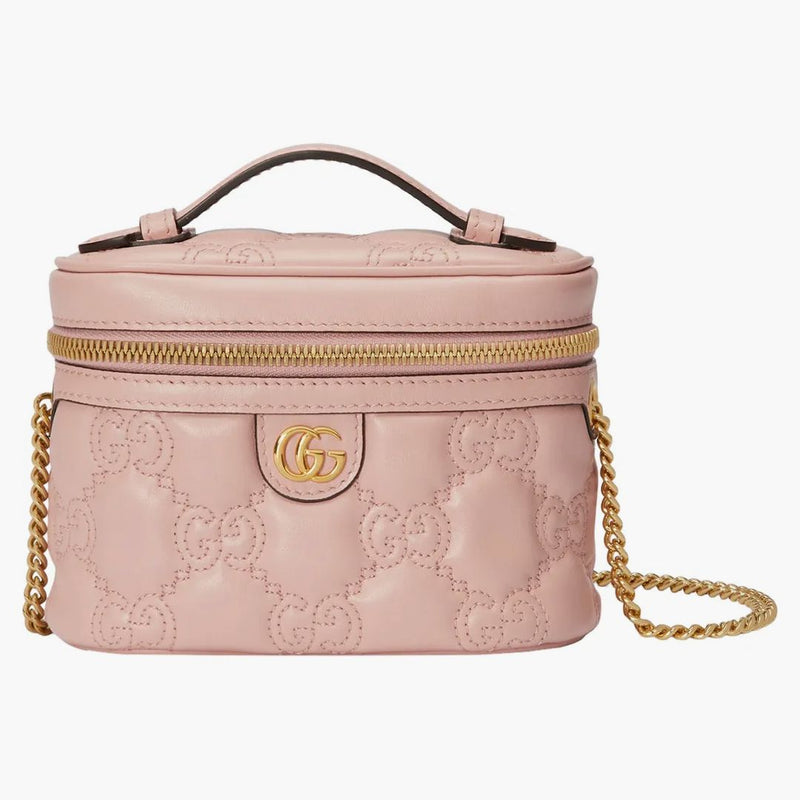 Gucci GG Matelasse Top Handle Bag Mini Quilted Light Pink