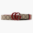 Gucci Gg Monogram Supreme Canvas 1w Belt Ebony/red