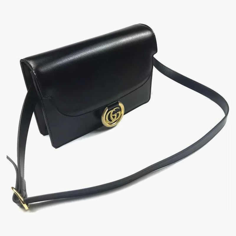 Gucci GG Ring Torchon Shoulder Bag Black