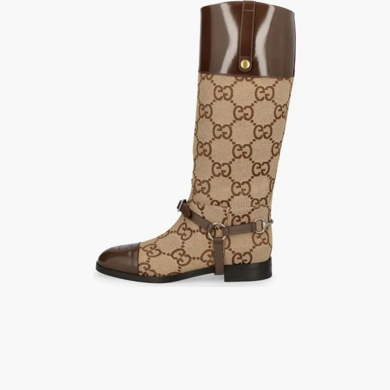 Gucci gg kulatá špičkahigh Boots Beige Brown (Dámské)