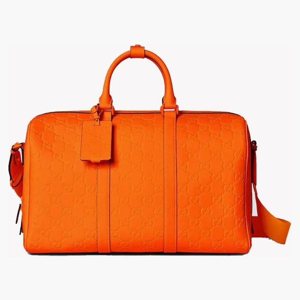 Gucci GG Rubber-Effect-Effect Medium Duffle Bag Bright Orange