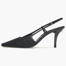 Gucci Gg Slingback 75mm Pump Black Moire Fabric Gg Crytsal Applique