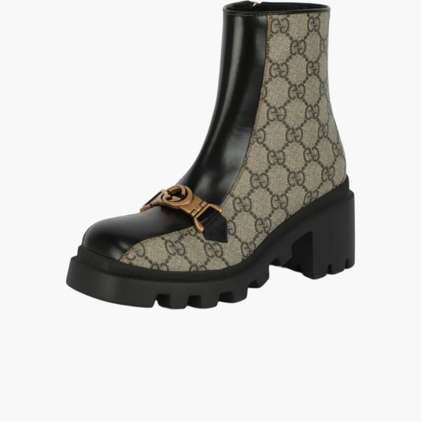 Gucci GG Supreme Ankle Boots Dark Beige (Women's)