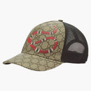 Gucci GG Supreme Kingsnake Velcro Strap Baseball Cap Beige/Brown