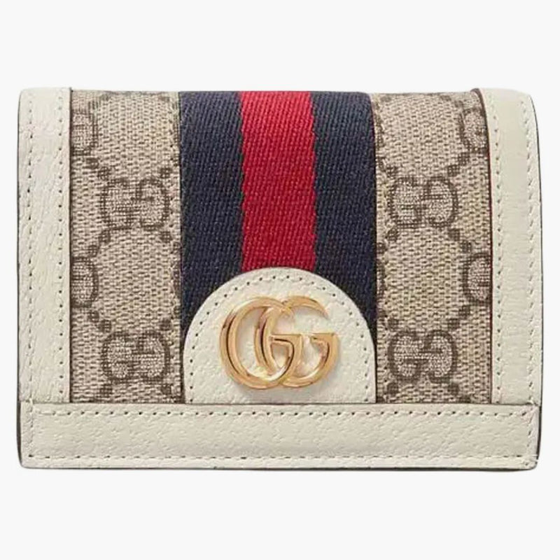 Gucci Gg Supreme Ophidia Card Case White Beige