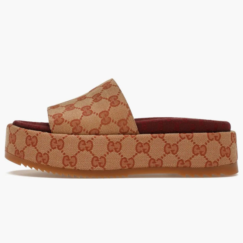 Gucci GG Supreme Platform Sandal Dark Red (Women's)