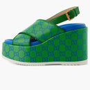 Gucci GG Supreme Platform Sandals Green Blue (Women's)