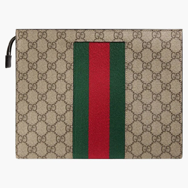 Gucci Gg Supreme Web Pouch Beige/ebony