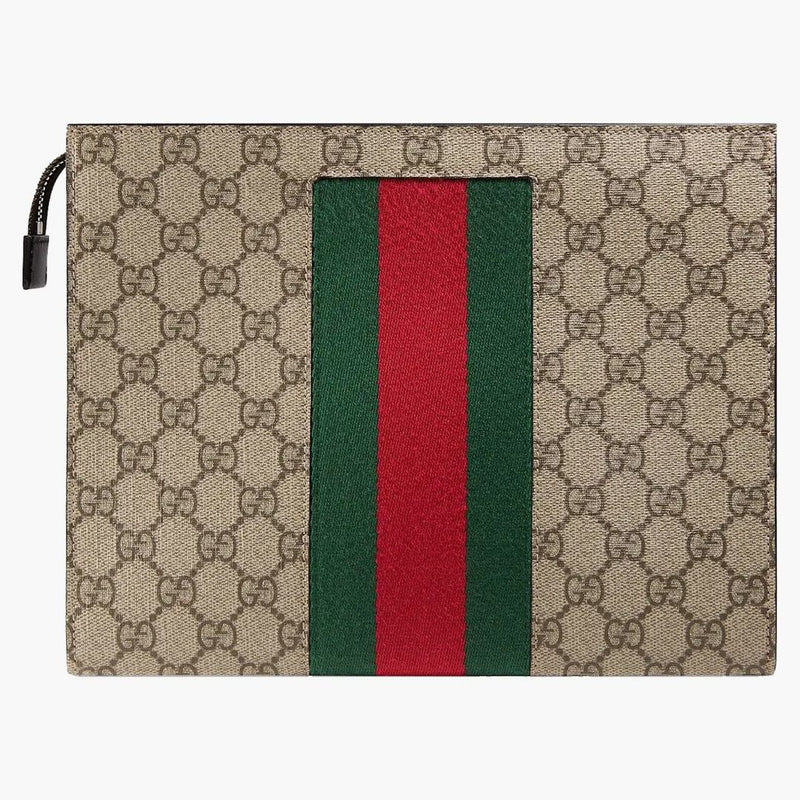 Gucci Gg Supreme Web Pouch Beige/ebony
