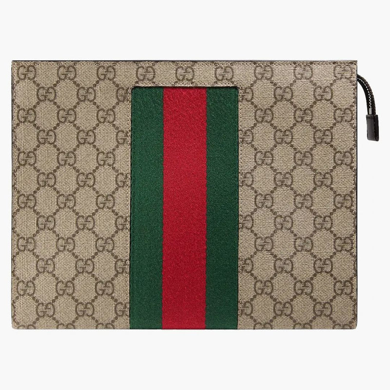 Gucci Gg Supreme Web Pouch Beige/ebony