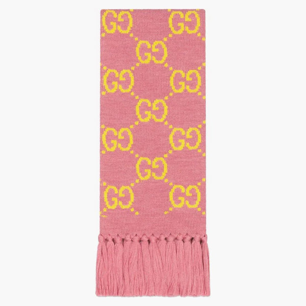 Gucci GG Wool Jacquard Scarf Pink